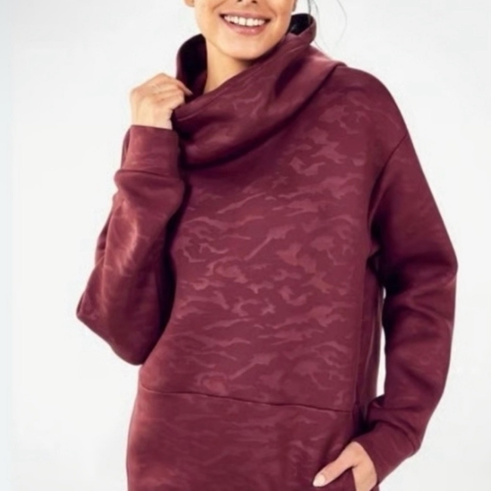 Fabletics Maroon Cowl Neck Sweatshirt
